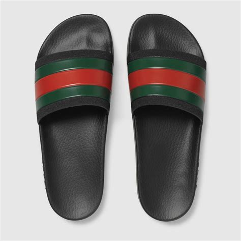 mens rubber gucci slides|gucci slides black worn.